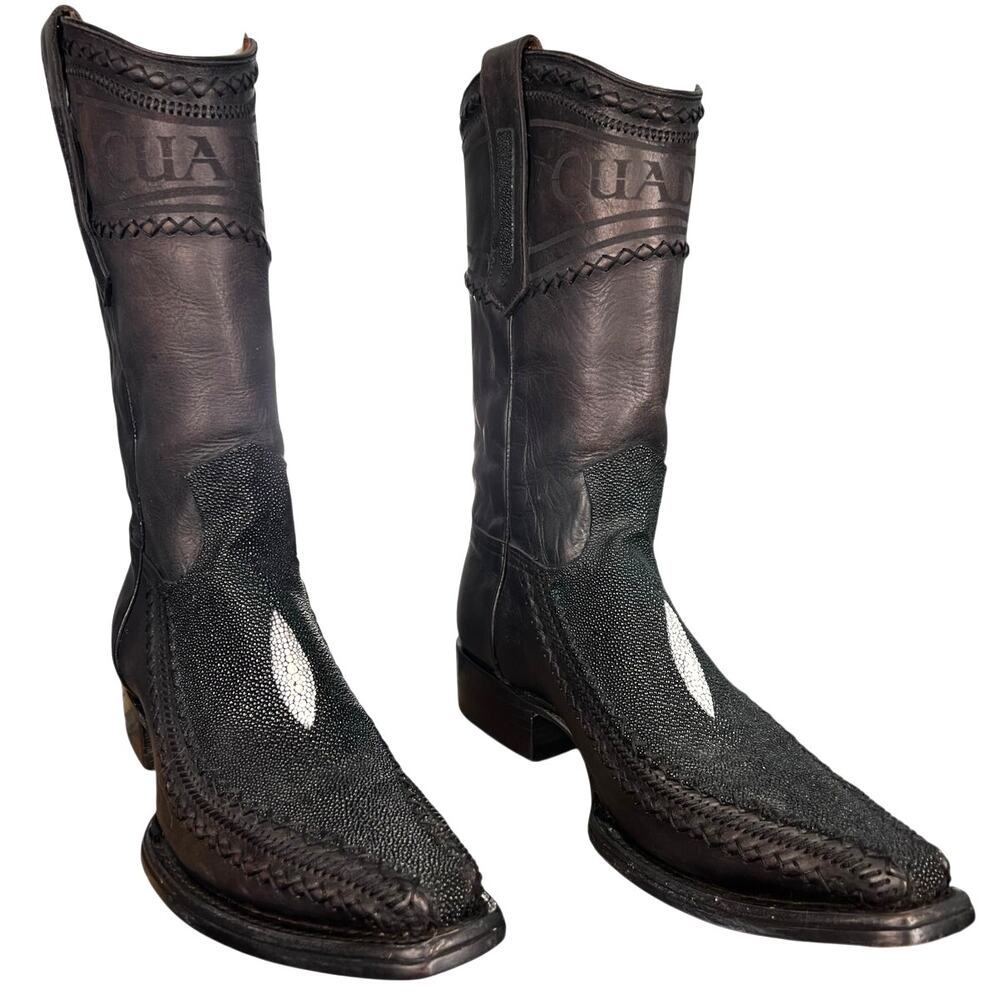 Cuadra Men’s Stingray Black Leather Square Toe Cowboy Boot Size US 10 D - Picture 5 of 11